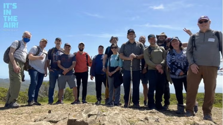 It's In The Air hiking community group photo on a Bay Area trail